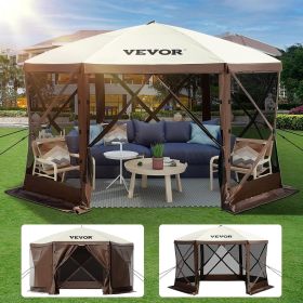 VEVOR Camping Gazebo Tent, 10'x10', 6 Sided Pop-up Canopy Screen Tent for 8 Person Camping, Waterproof Screen Shelter w/Portable Storage Bag