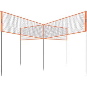 VEVOR 4-Way Volleyball Net, Adjustable Height Badminton Net Set for Backyard Beach Lawn, Outdoor Portable Volleyball Net with Carrying Bag