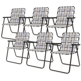 6 Pieces Folding Beach Chair Camping Lawn Webbing Chair