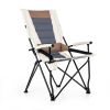 Folding Camping Chair with Cup Holder Armrest and Lumbar Pillow