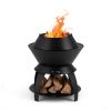 20 Inch Patio Fire Pit Metal Camping Fire Bowl with Pot Holder and Storage Shelf