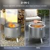 Outsunny 2-in-1 Smokeless Fire Pit, BBQ Grill, 19" Portable Wood Burning Firepit with Cooking Grate and Poker