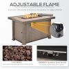 Outsunny 42" Propane Fire Pit Table, 50,000 BTU Wicker-effect Auto-Ignition Gas Fireplace Fire Pits with Ceramic Tabletop, Steel Base, Lid