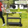 3 Tiers Foldable Outdoor Cart on 2 Wheels with Phone Holder