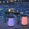 3 Pieces Folding Camping Table Stool Set with 2 Retractable LED Stools