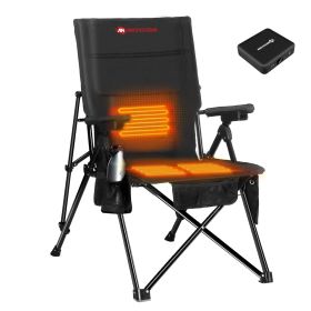 Antarctica Gear Heated Camping Chair With 12V 16000mAh Battery Pack, Heated Portable Chair, Perfect For Camping, Outdoor Sports, Hunting, And Beach Pa (Color: Black)