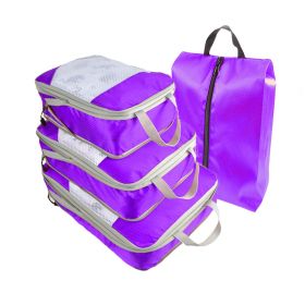 Packing Cubes for Travel, 4 Pcs Travel Cubes Storage Set with Shoe Bag Suitcase Organizer Lightweight Luggage for Travel Accessories (Color: Purple, size: L)