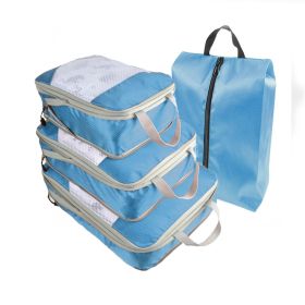 Packing Cubes for Travel, 4 Pcs Travel Cubes Storage Set with Shoe Bag Suitcase Organizer Lightweight Luggage for Travel Accessories (Color: Sky Blue, size: 4 pcs)