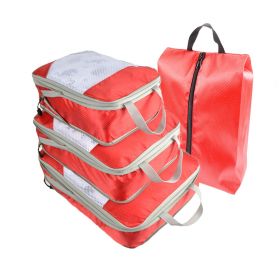 Packing Cubes for Travel, 4 Pcs Travel Cubes Storage Set with Shoe Bag Suitcase Organizer Lightweight Luggage for Travel Accessories (Color: Red, size: M)