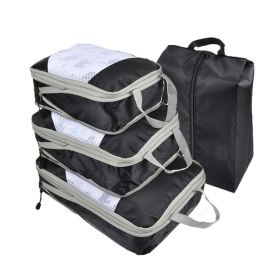 Packing Cubes for Travel, 4 Pcs Travel Cubes Storage Set with Shoe Bag Suitcase Organizer Lightweight Luggage for Travel Accessories (Color: Black, size: M)