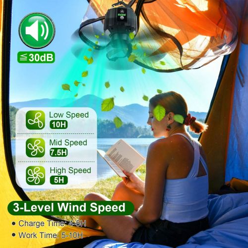 Portable Camping Ceiling LED Fan 10400mAh USB Battery Powered Hanging Tent Lantern Fan Power Bank with 3 Fan Speed 3 Light Brightness Smart Timer Remo Portable Camping Ceiling LED Fan 10400mAh USB Battery Powered Hanging Tent Lantern Fan Power Bank with 3 Fan Speed 3 Light Brightness Smart Timer Remo