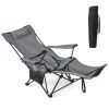 Camping Lounge Chair with Detachable Footrest Adjustable Backrest