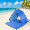 Pop Up Beach Tent Sun Shade Shelter Anti-UV Automatic Waterproof Tent Canopy for 2/3 Man w/ Net Window Storage Bag