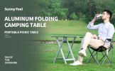 SUNNYFEEL Folding Camping Table - Lightweight Aluminum Portable Picnic Table, 18.5x18.5x24.5 Inch for Cooking, Beach, Hiking, Travel, Fishing, BBQ